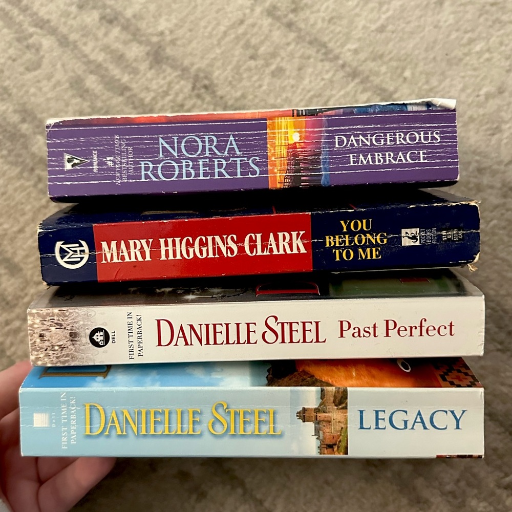 Nora Roberts, Danielle Steele & Mary Higgins Clark Book Stack